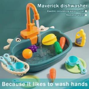 Kids Play Kitchen Set With Simulated Dishwasher