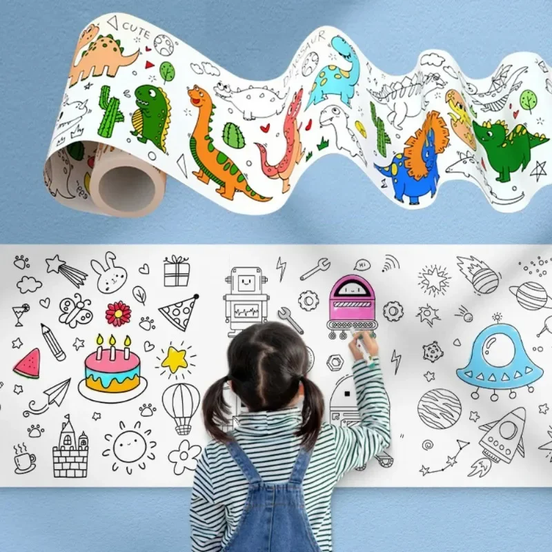 DIY Drawing Roll Sticky Color Filling Paper Graffiti